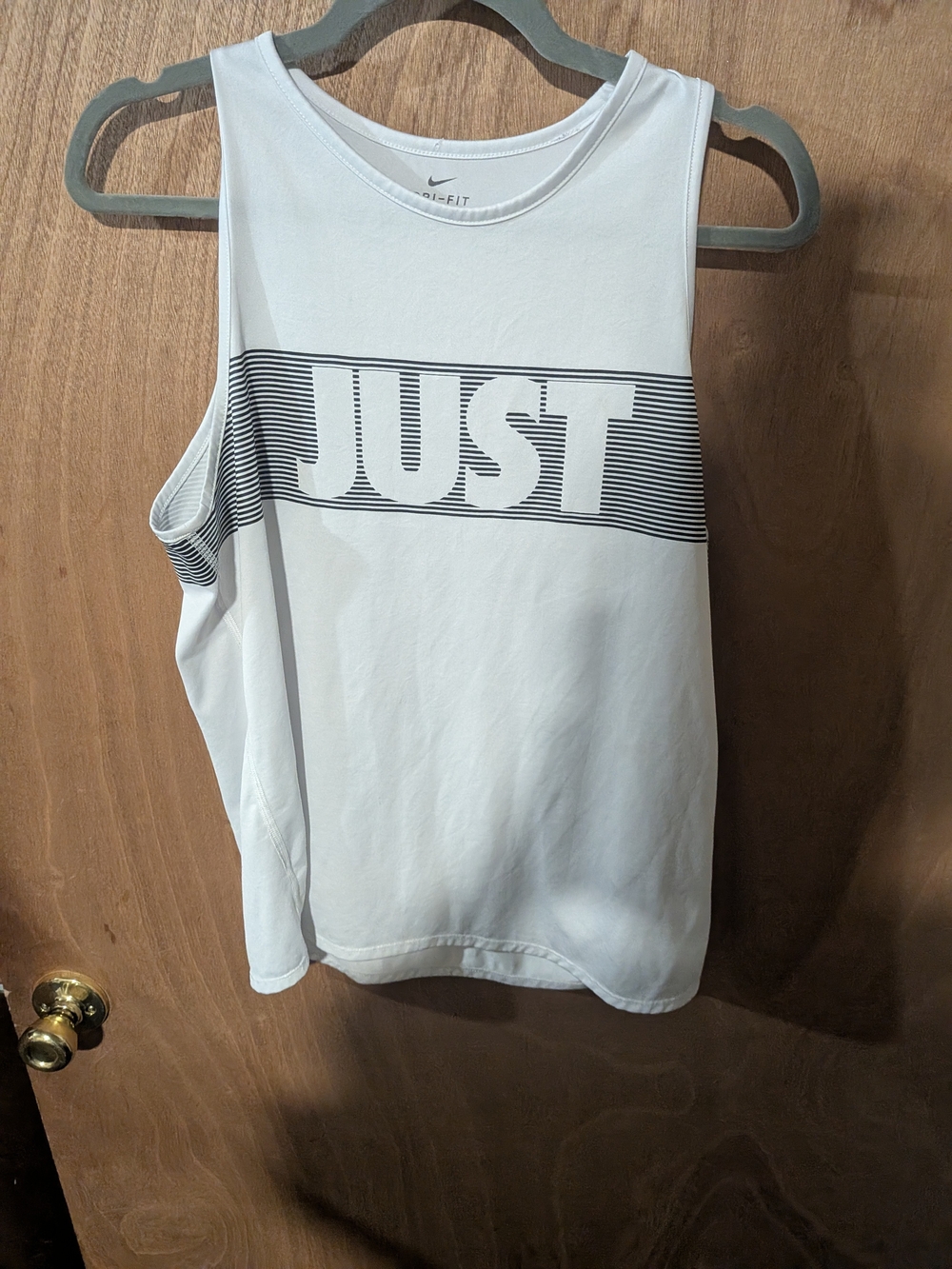 Nike White 'Just' Graphic Tank Top